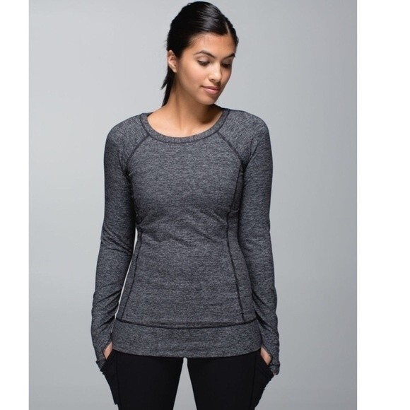 Lululemon Race Your Pace Long Sleeve Wee Stripe Black Heathered Black 2 - Picture 1 of 8